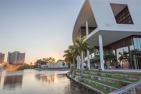 shalala student center at sunset